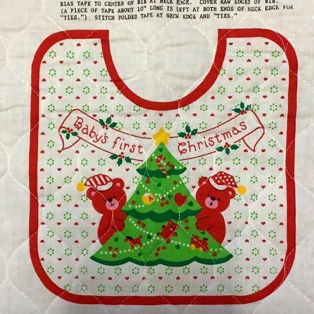 Quilted Fabric Panel 'Baby's First Christmas' Stocking Bibs - Picture 6 of 8